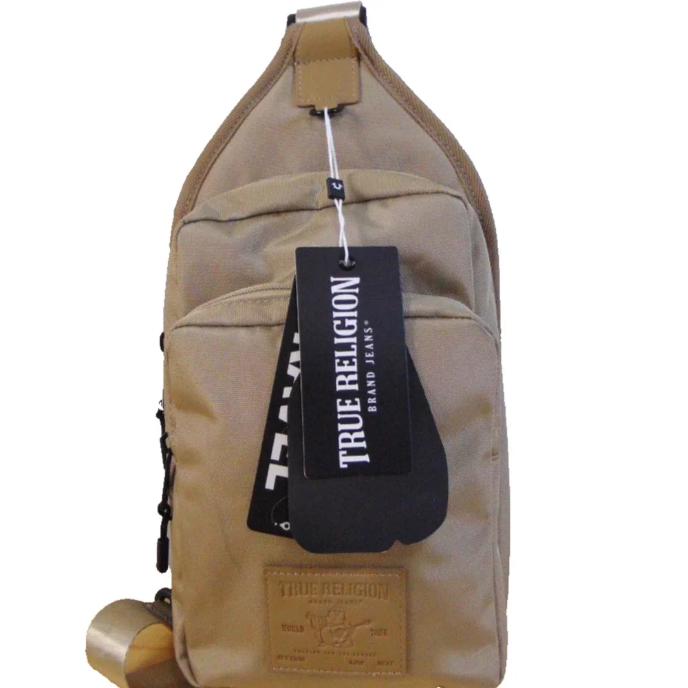 True Religion Pippen Sling Bag Tan Crossbody Backpack Travel TR10614 NWT
